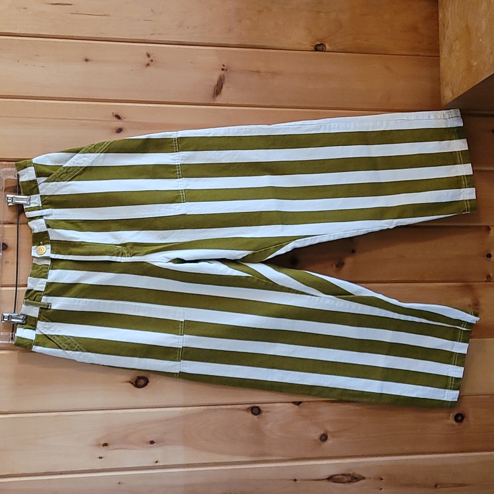 Big Bud Press sz L Olive & White Striped Work Pants